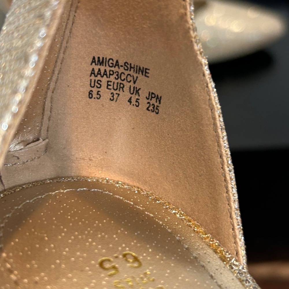 Dream Pairs Amiga-Shine Gold Glitter Rhinestone Ankle Strap Wedge Flats 6.5 - Picture 6 of 12
